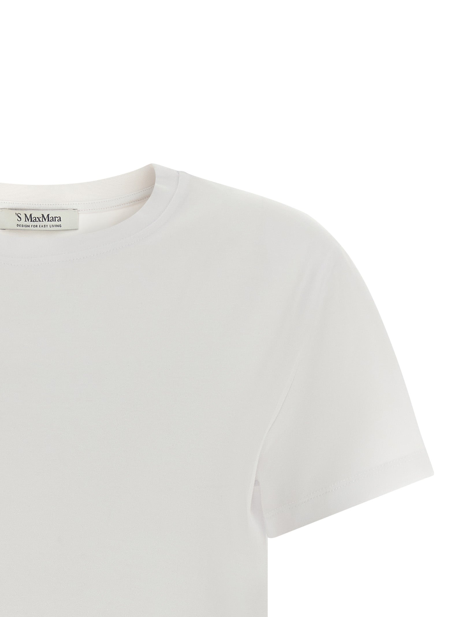 T-Shirt by S Max Mara for women in cotton gold & print showcases a fashionable silhouette, elegantly detailed with a fashionable and crew neckline for a sophisticated, high-fashion look.