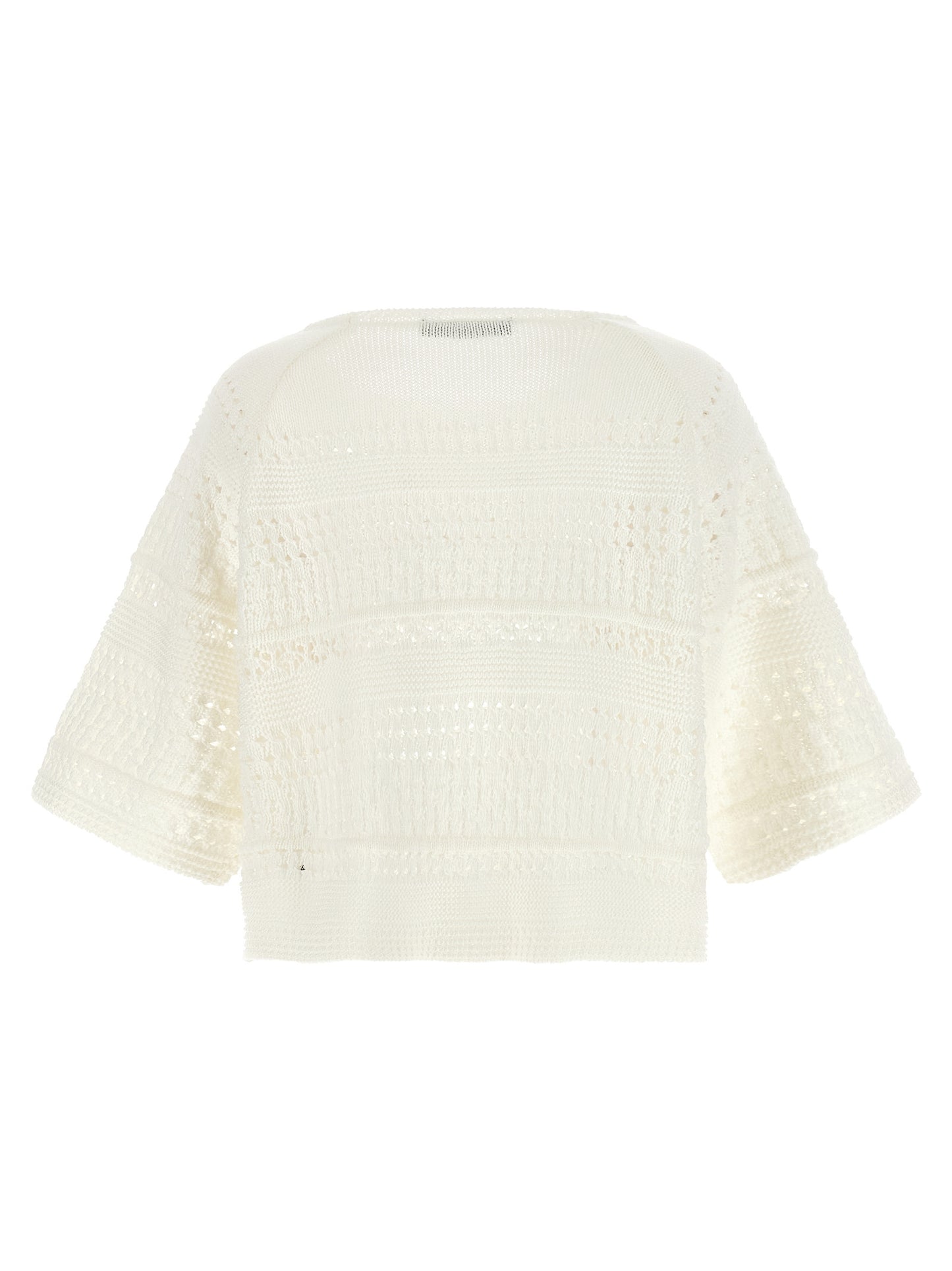 Cardigan by Max Mara for women in cotton white features a nuanced silhouette with a refined crew neckline and nuanced detailing for a sophisticated look.