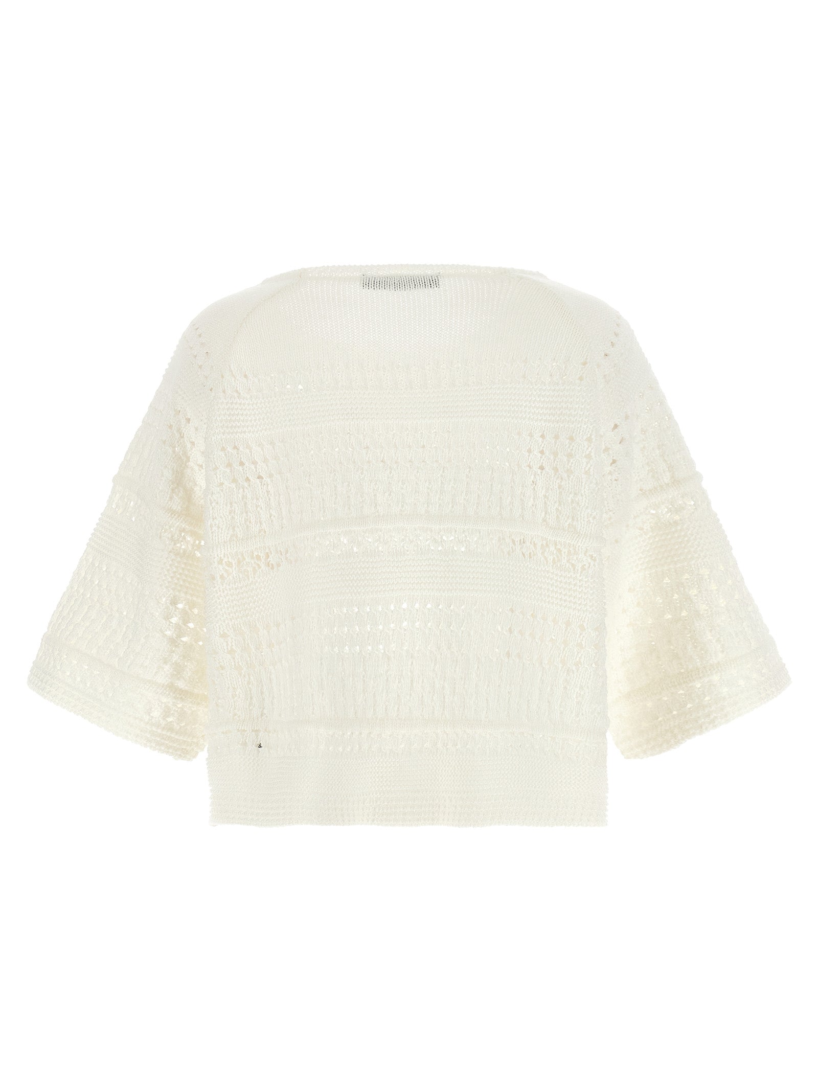 Cardigan by Max Mara for women in cotton white features a nuanced silhouette with a refined crew neckline and nuanced detailing for a sophisticated look.