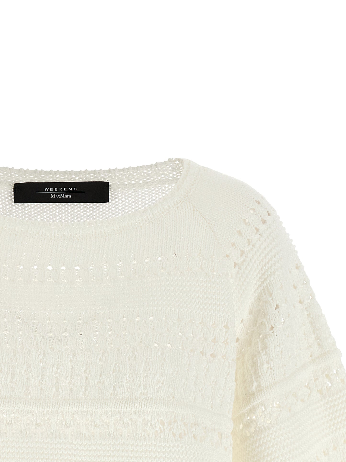 Cardigan by Max Mara for women in cotton white features an crisp silhouette, showcasing a sophisticated crew neckline and detail for a truly crisp finish.