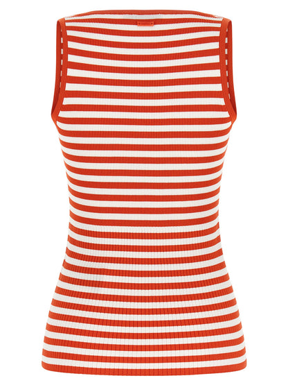 T-Shirt by Max Mara for women in nylon polyester & viscose multicolor, red, patterned & striped showcases a dramatic silhouette, elegantly detailed with a dramatic round neckline and for a truly dramatic finish.