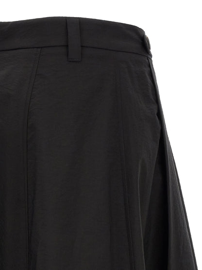 Skirt by Brunello Cucinelli for women in polyamide cotton silk black & signature features a sublime silhouette, showcasing the sublime design of the Monile Women's Tailored Flared Polyamide Cotton Silk Midi Skirt in a sophisticated midi.