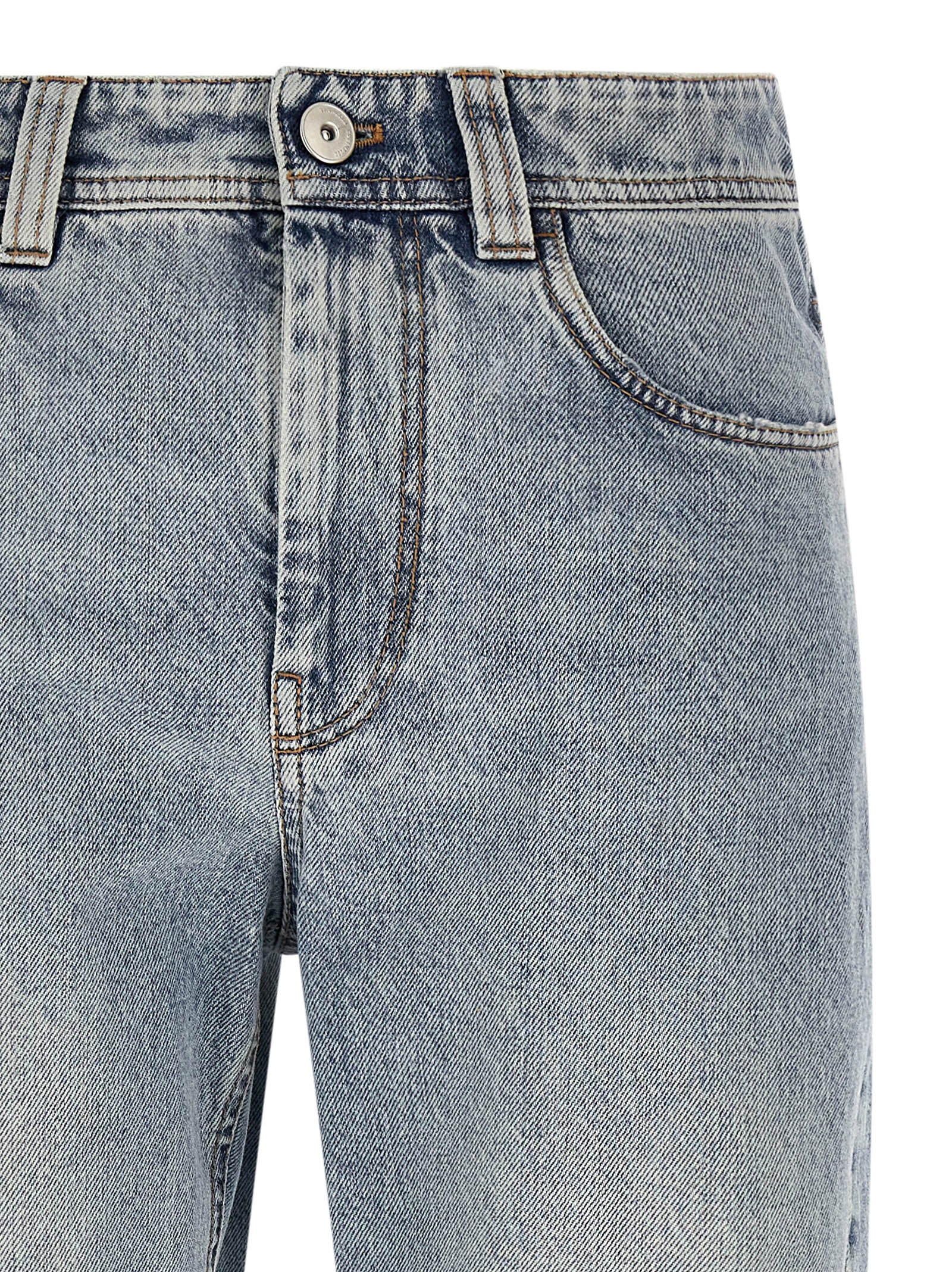 Jeans by Brunello Cucinelli for women in cotton denim light-blue features an sartorial tapered-leg & wide and long with a mid rise cut for a sartorial finish.