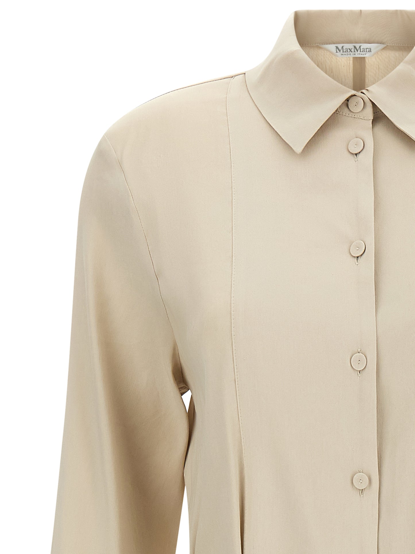 Dress by Max Mara for women in linen & viscose beige features an cute silhouette, detailed with a and split neckline that elegantly flows into a cute long.
