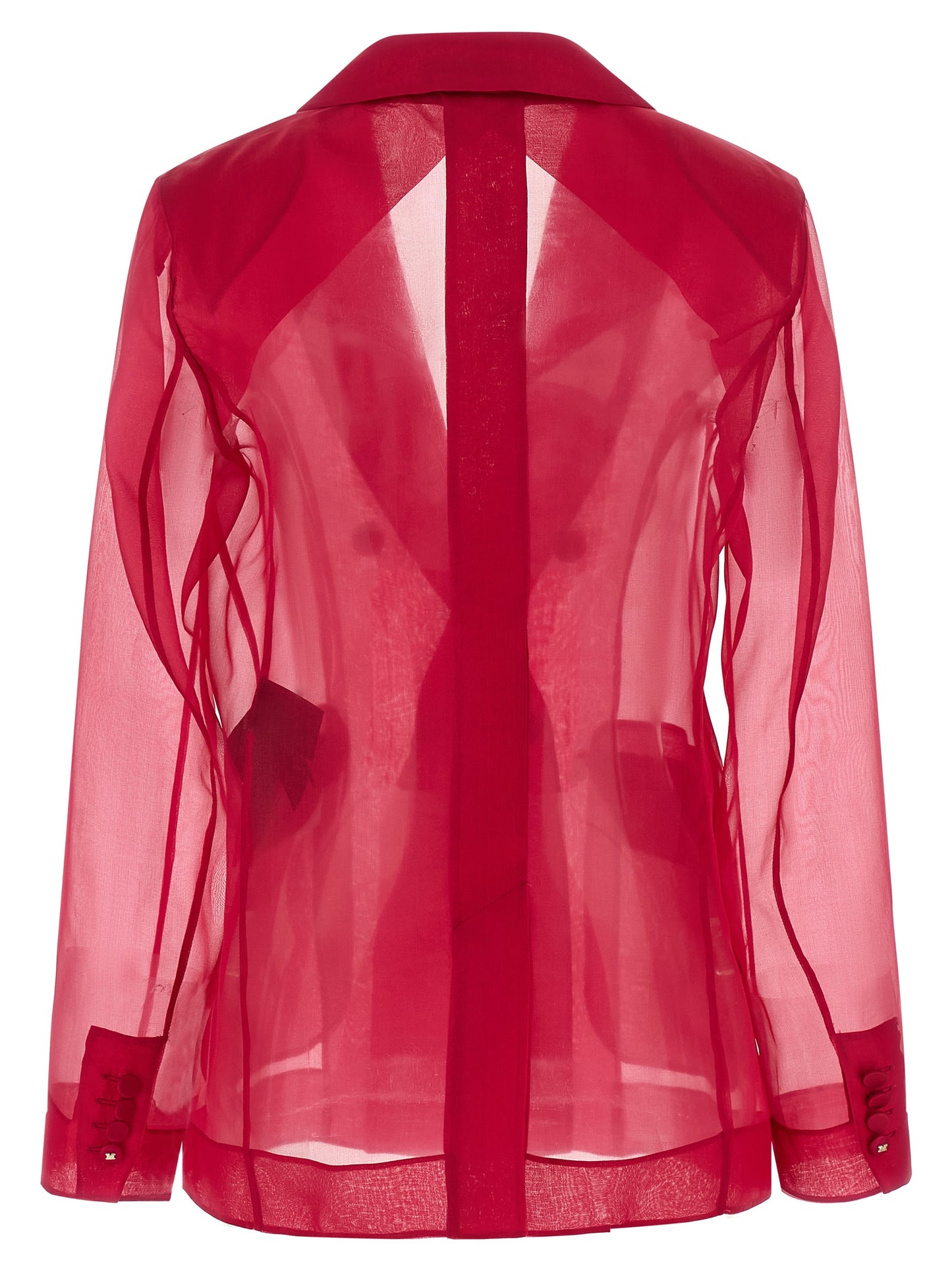 Blazer by Max Mara for women in silk fuchsia & transparent features an stylish silhouette, showcasing a sophisticated split neckline and stylish for a truly stylish finish.