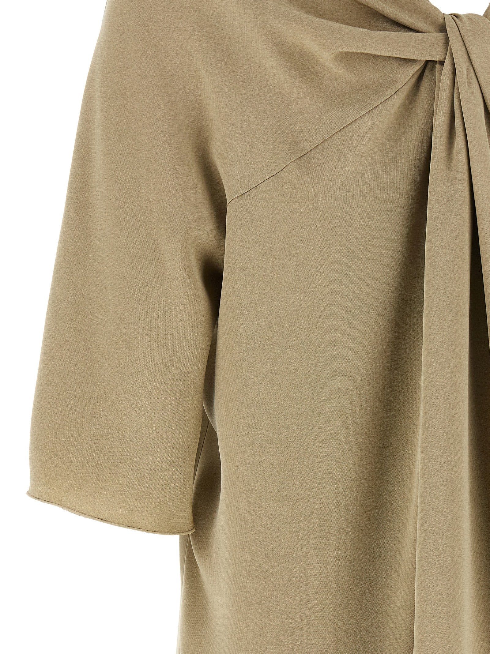 Blouse by Max Mara for women in silk crepe beige features an polished silhouette, showcasing a sophisticated crew neckline and detail for a truly polished finish.