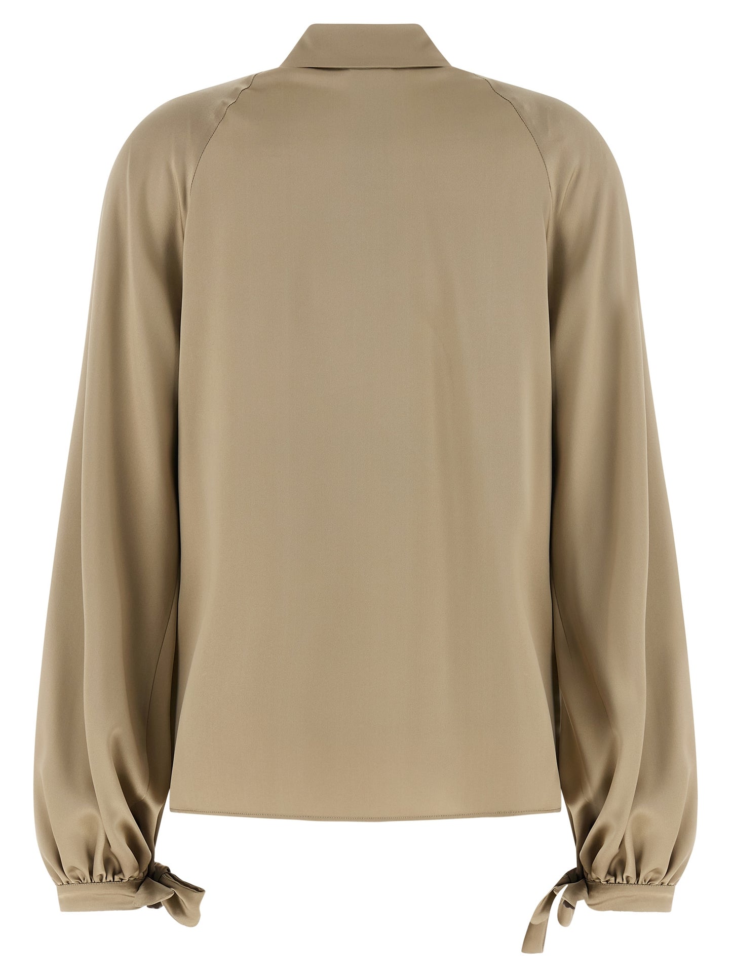 Blouse by Max Mara for women in silk satin beige showcases a sharp silhouette, elegantly detailed with a sharp and sharp .
