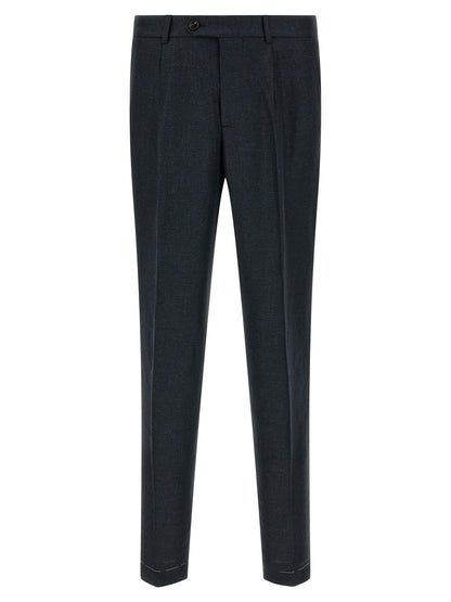 Pant Suit by Brunello Cucinelli for men in linen silk wool blue presents a sharp silhouette, artfully finished with a sharp and a sophisticated for a truly sharp look.