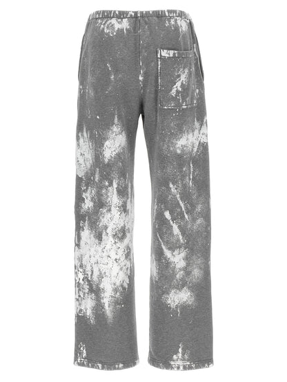 Joggers by MM6 Maison Margiela for women in cotton gray, white, signature & print presents a tailored silhouette, showcasing a tailored straight-leg & wide and long cut with a refined for a truly tailored aesthetic.