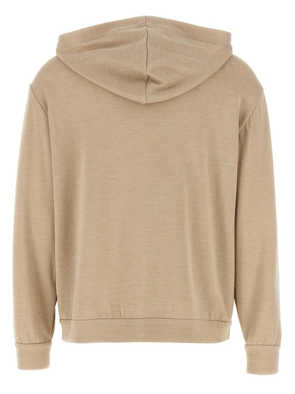 Sweatshirt Hoodie by Brunello Cucinelli for women in polyamide cotton silk beige & natural features an avant-garde silhouette, showcasing a sophisticated hooded neckline and detail for a truly avant-garde finish.
