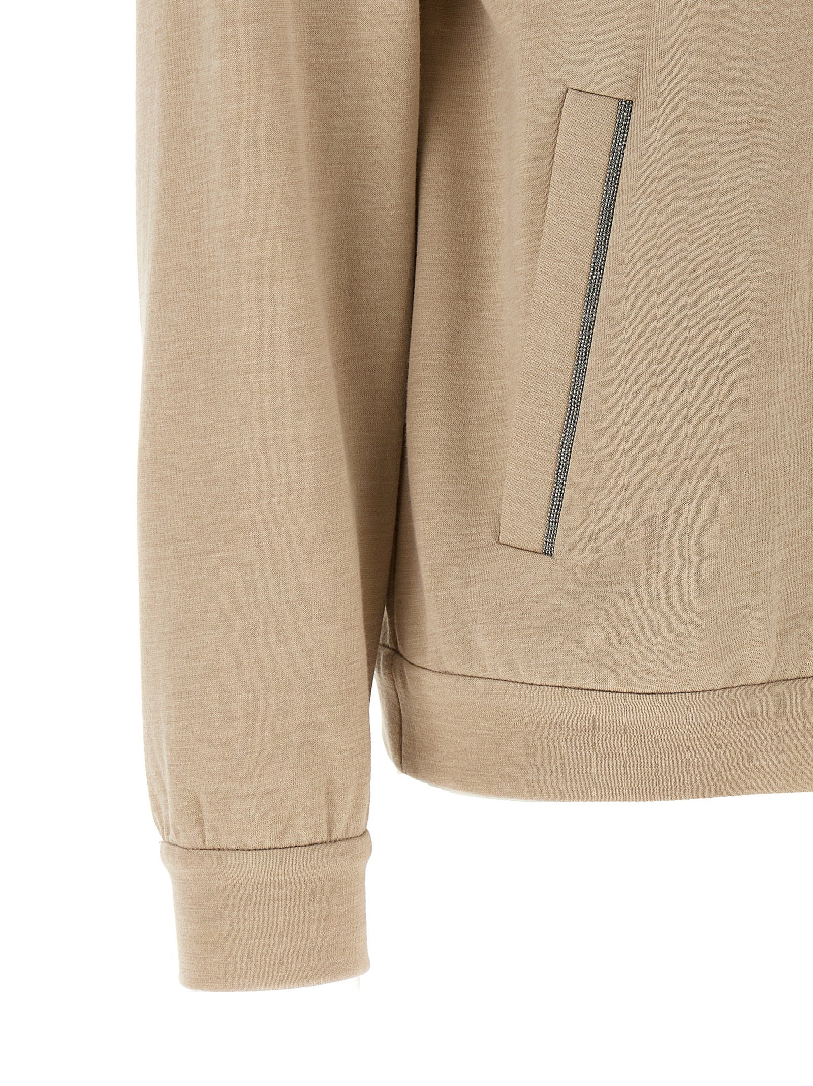 Sweatshirt Hoodie by Brunello Cucinelli for women in polyamide cotton silk beige & natural features an avant-garde silhouette, showcasing a sophisticated and detail for a truly avant-garde finish.