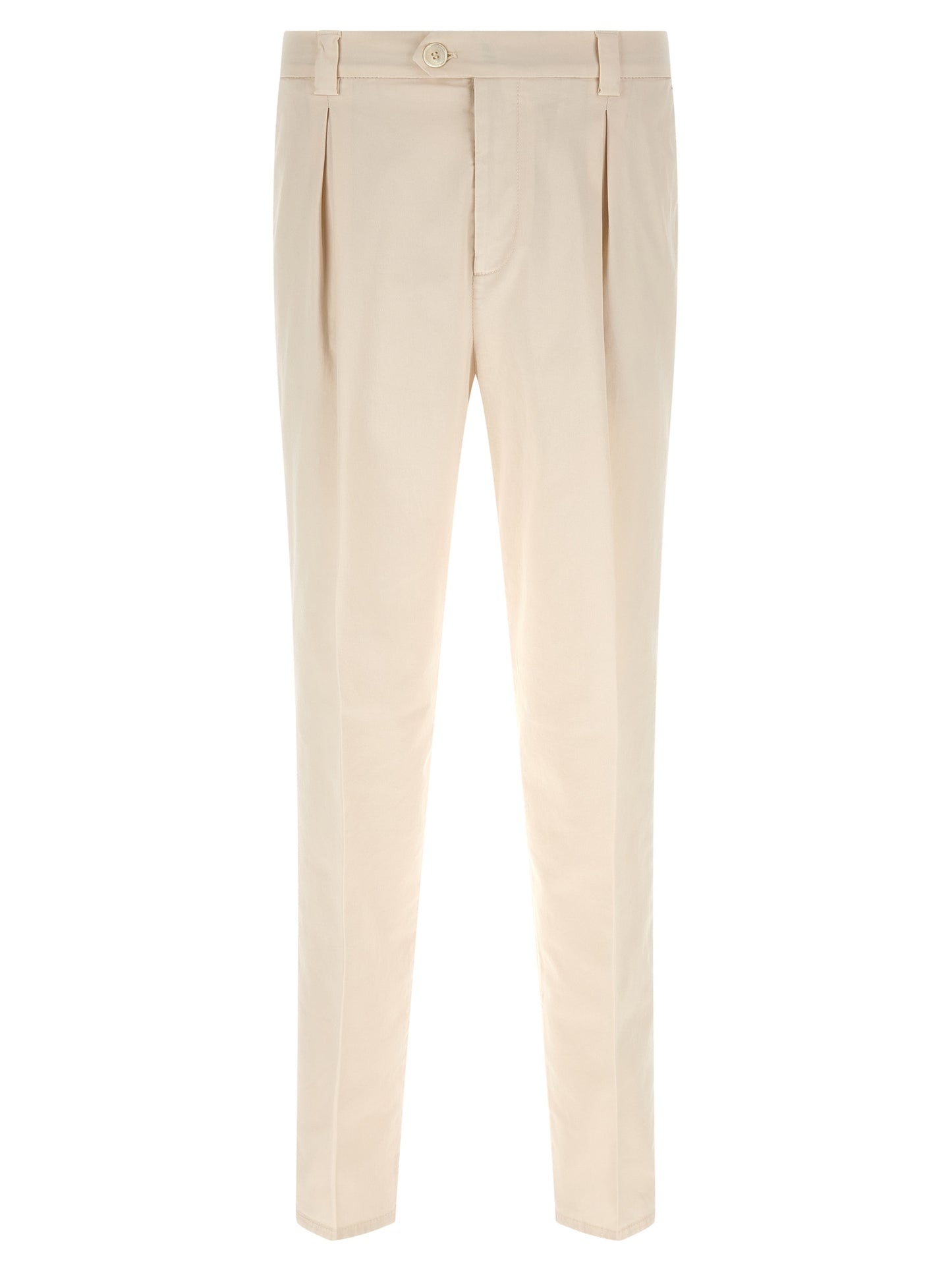 Trousers by Brunello Cucinelli for men in suede leather & cotton white features an on trend silhouette, showcasing a sophisticated regular-fit with a long and for an on trend finish.
