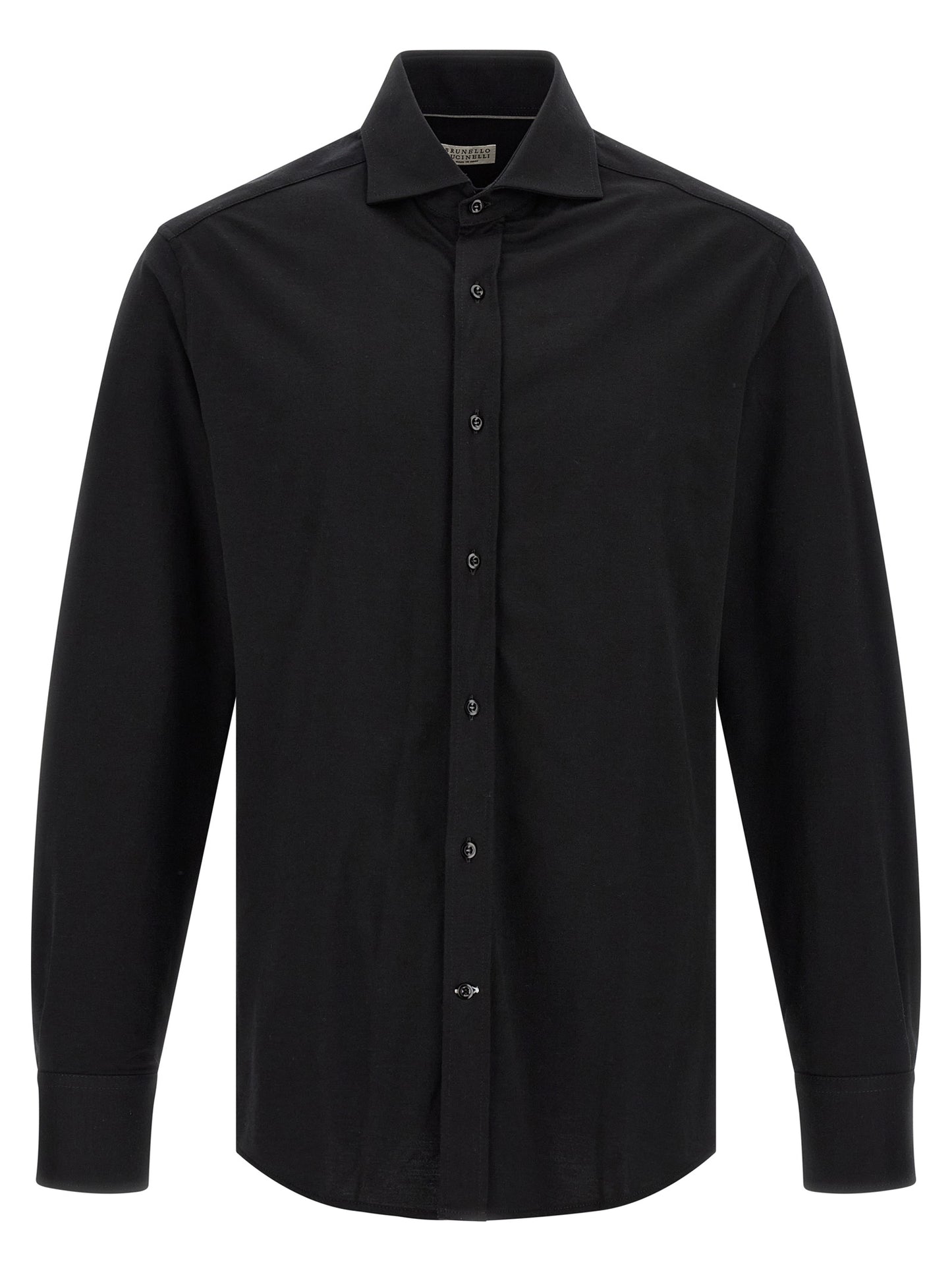 Shirt by Brunello Cucinelli for men in cotton black, featuring a nuanced and nuanced for a sophisticated finish.