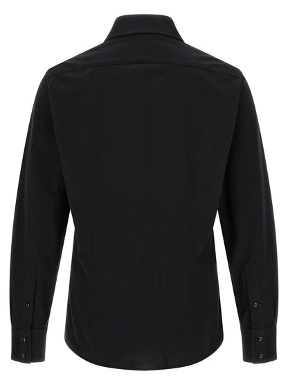 Shirt by Brunello Cucinelli for men in cotton black presents a discerning silhouette, showcasing a sophisticated and for a truly discerning finish.