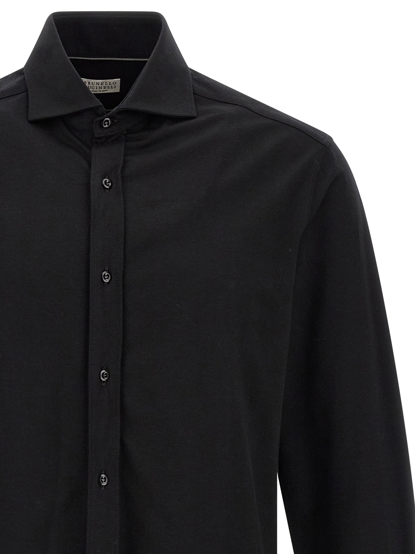 Shirt by Brunello Cucinelli for men in cotton black features an polished silhouette, showcasing a sophisticated and detail for a truly polished finish.