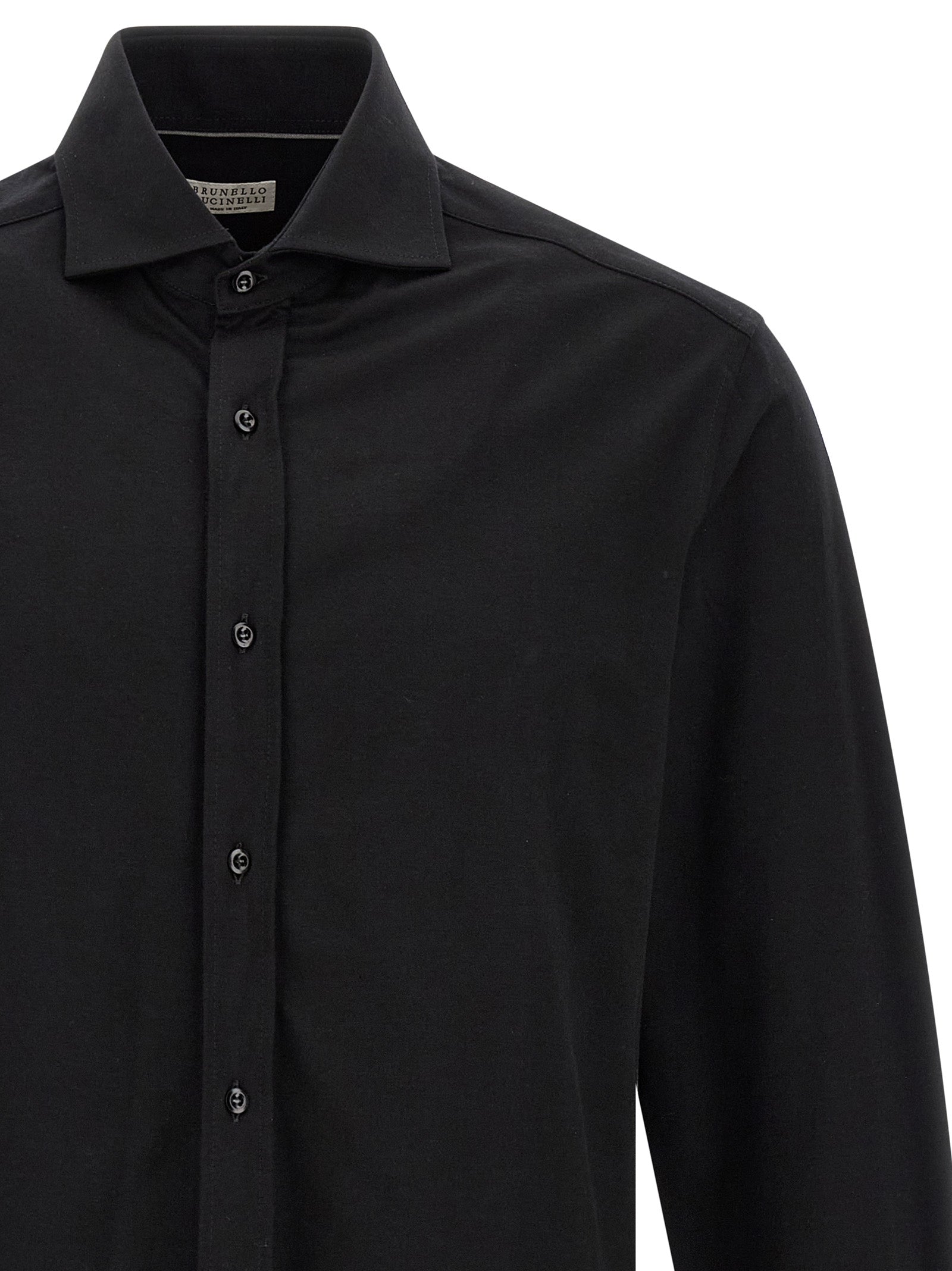 Shirt by Brunello Cucinelli for men in cotton black features an polished silhouette, showcasing a sophisticated and detail for a truly polished finish.