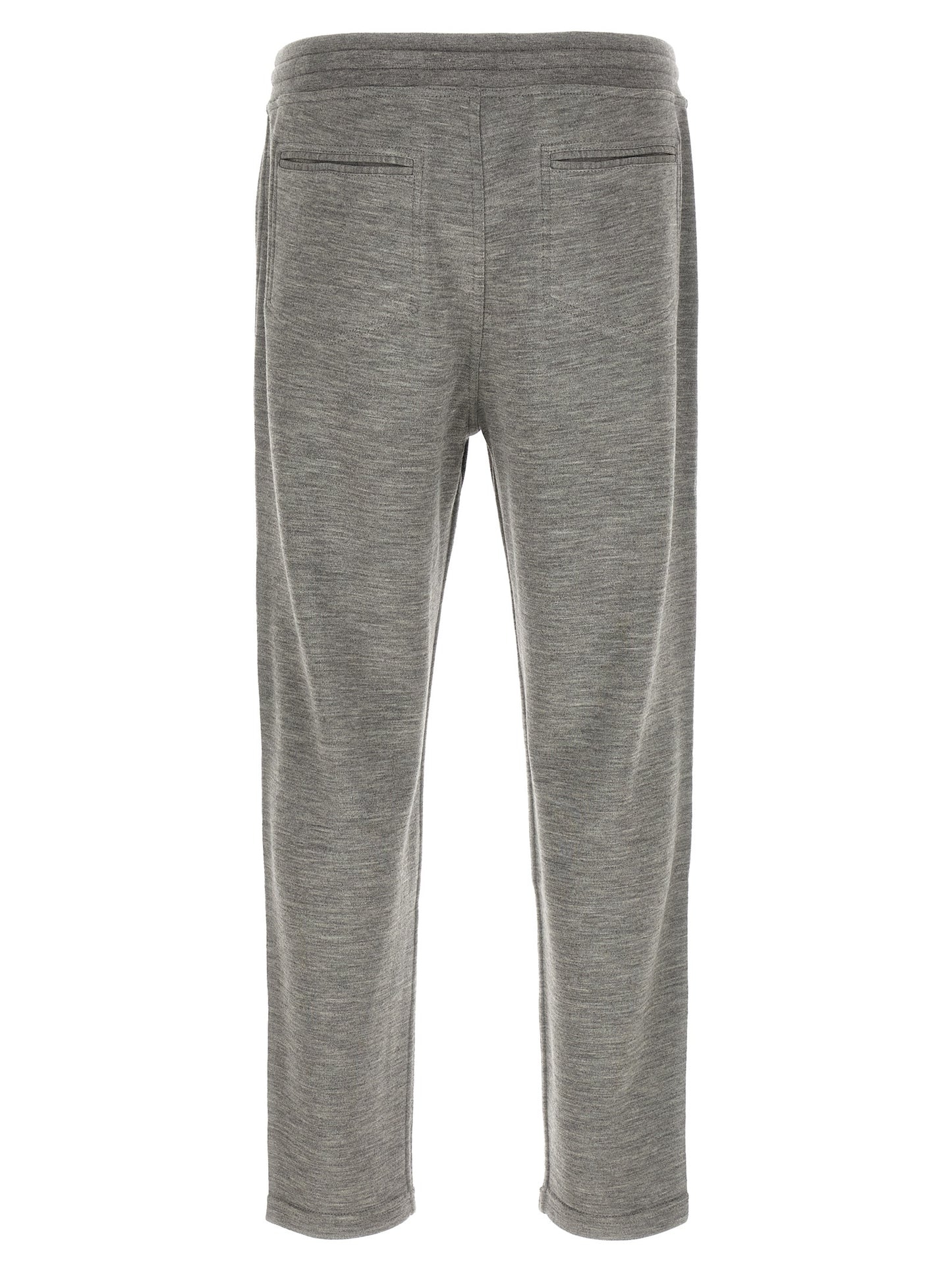 Joggers by Brunello Cucinelli for men in polyamide & cashmere gray features an refined tailoring silhouette, showcasing a premium straight-leg with a and long cut for a refined tailoring look.