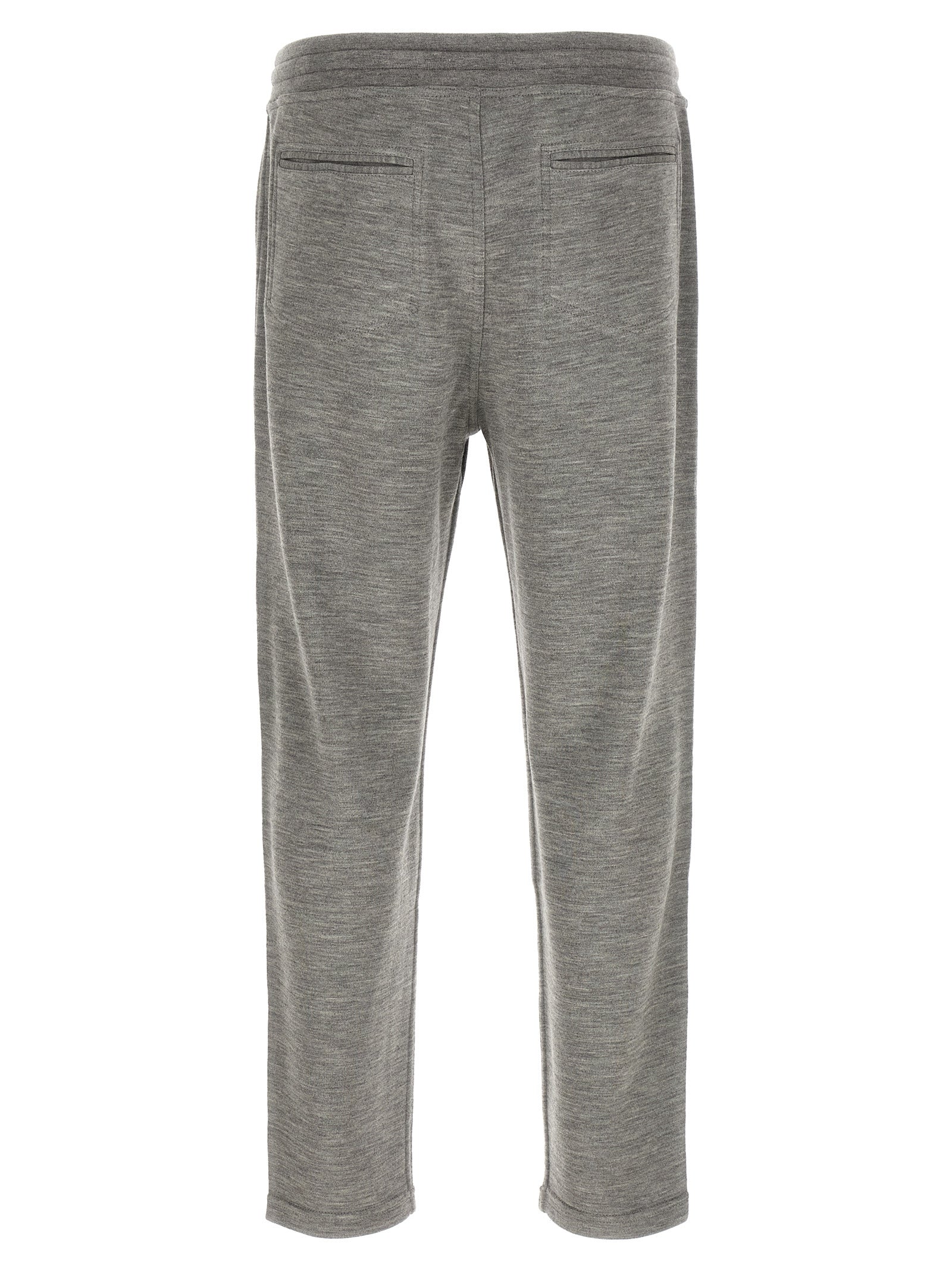 Joggers by Brunello Cucinelli for men in polyamide & cashmere gray features an refined tailoring silhouette, showcasing a premium straight-leg with a and long cut for a refined tailoring look.