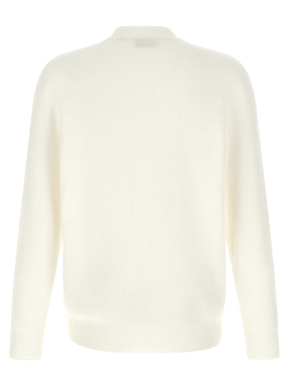 Brunello Cucinelli Men's V Neck Cotton Cardigan - White