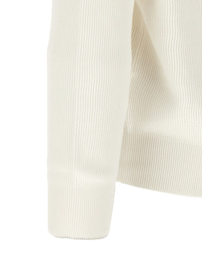 Brunello Cucinelli Men's V Neck Cotton Cardigan - White