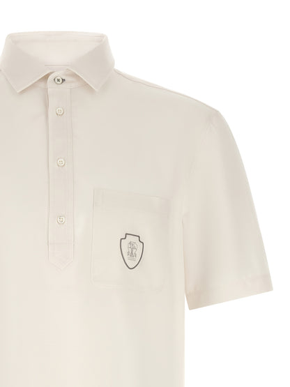 Polo Shirt by Brunello Cucinelli for men in canvas & virgin wool white presents a sleek silhouette, featuring a refined and for a sleek finish.