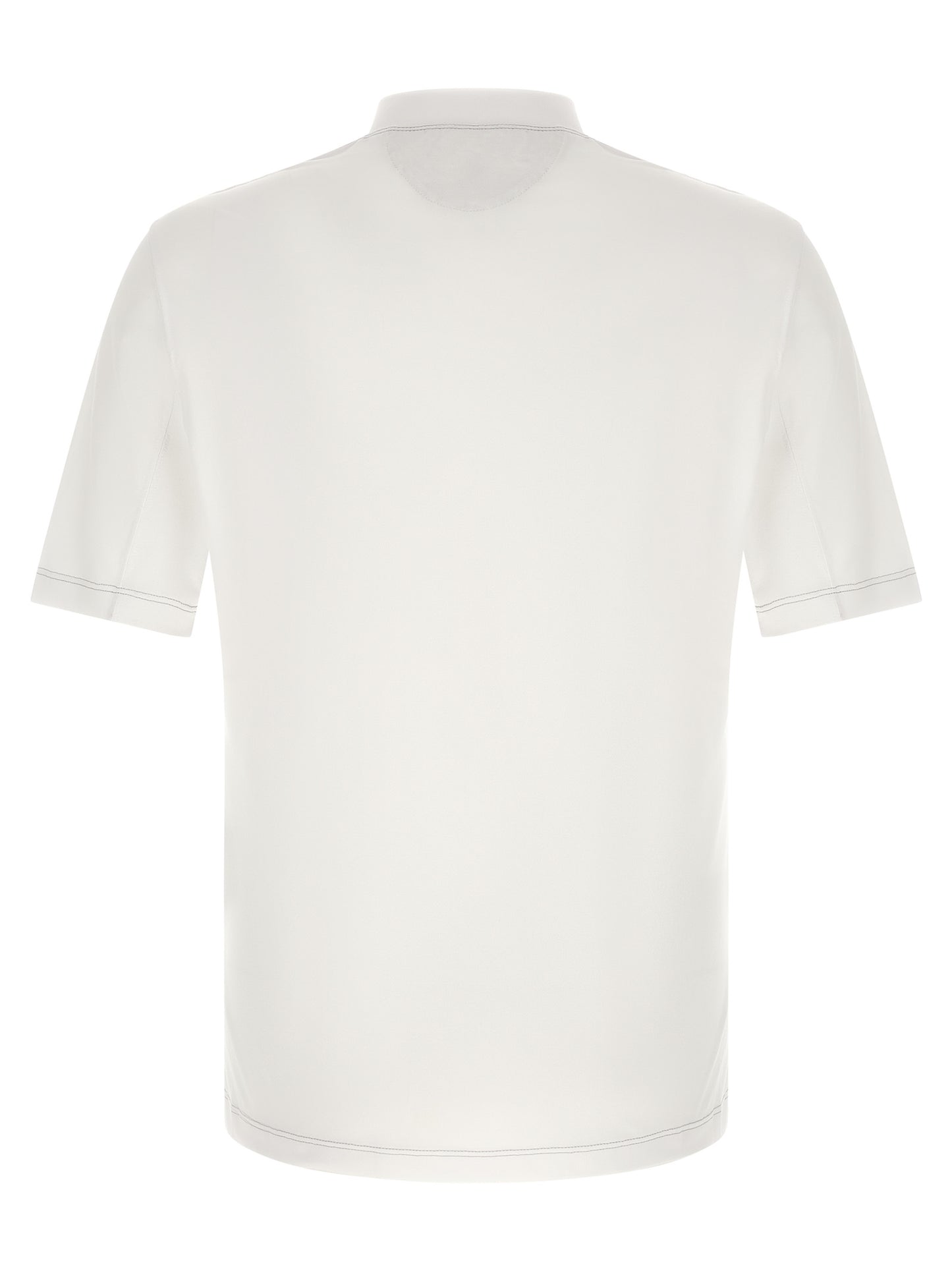 T-Shirt by Brunello Cucinelli for men in stretch polyamide polyester white showcases a fashionable silhouette, elegantly detailed with a fashionable and for a sophisticated, high-fashion look.