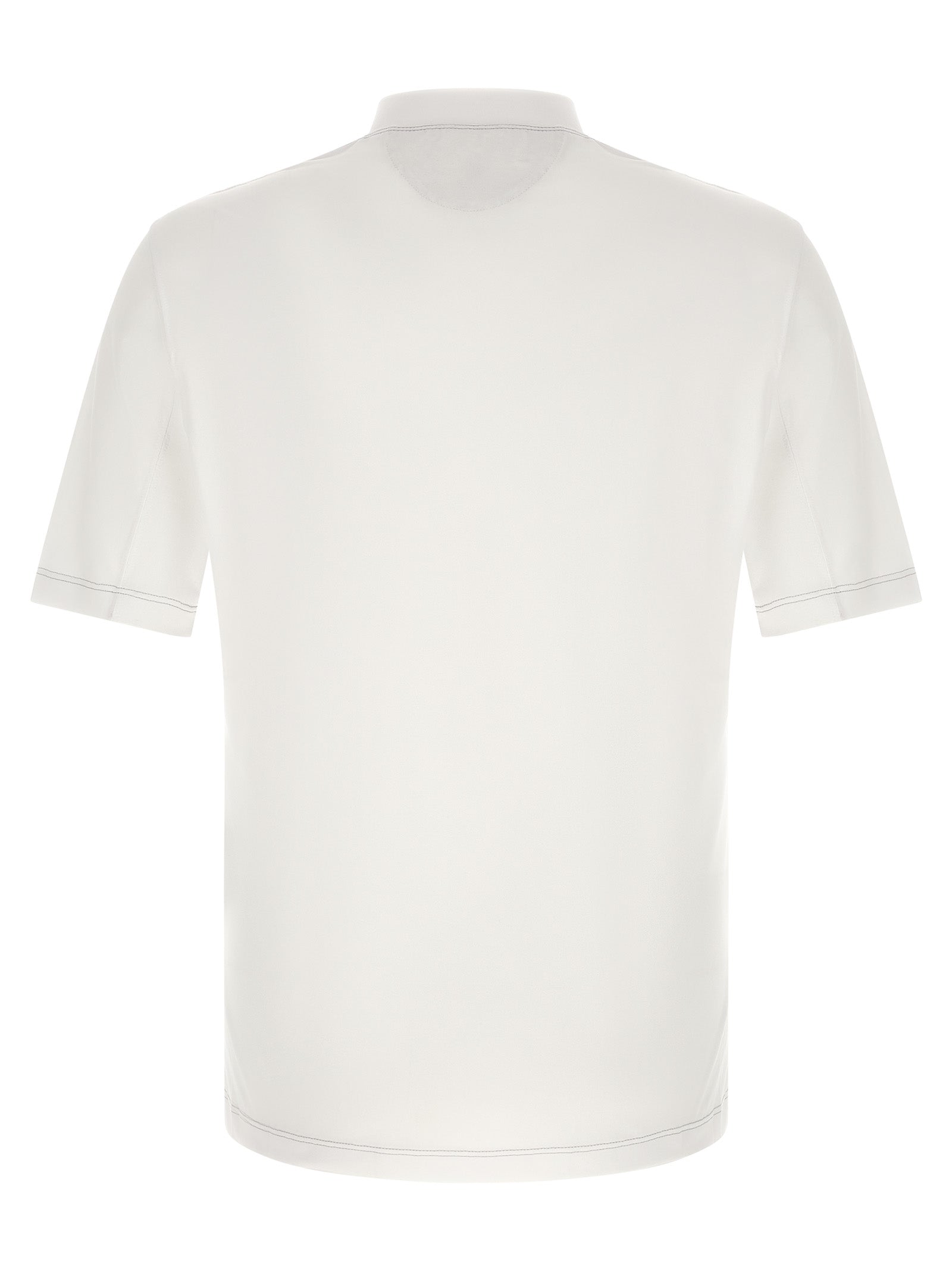 T-Shirt by Brunello Cucinelli for men in stretch polyamide polyester white showcases a fashionable silhouette, elegantly detailed with a fashionable and for a sophisticated, high-fashion look.