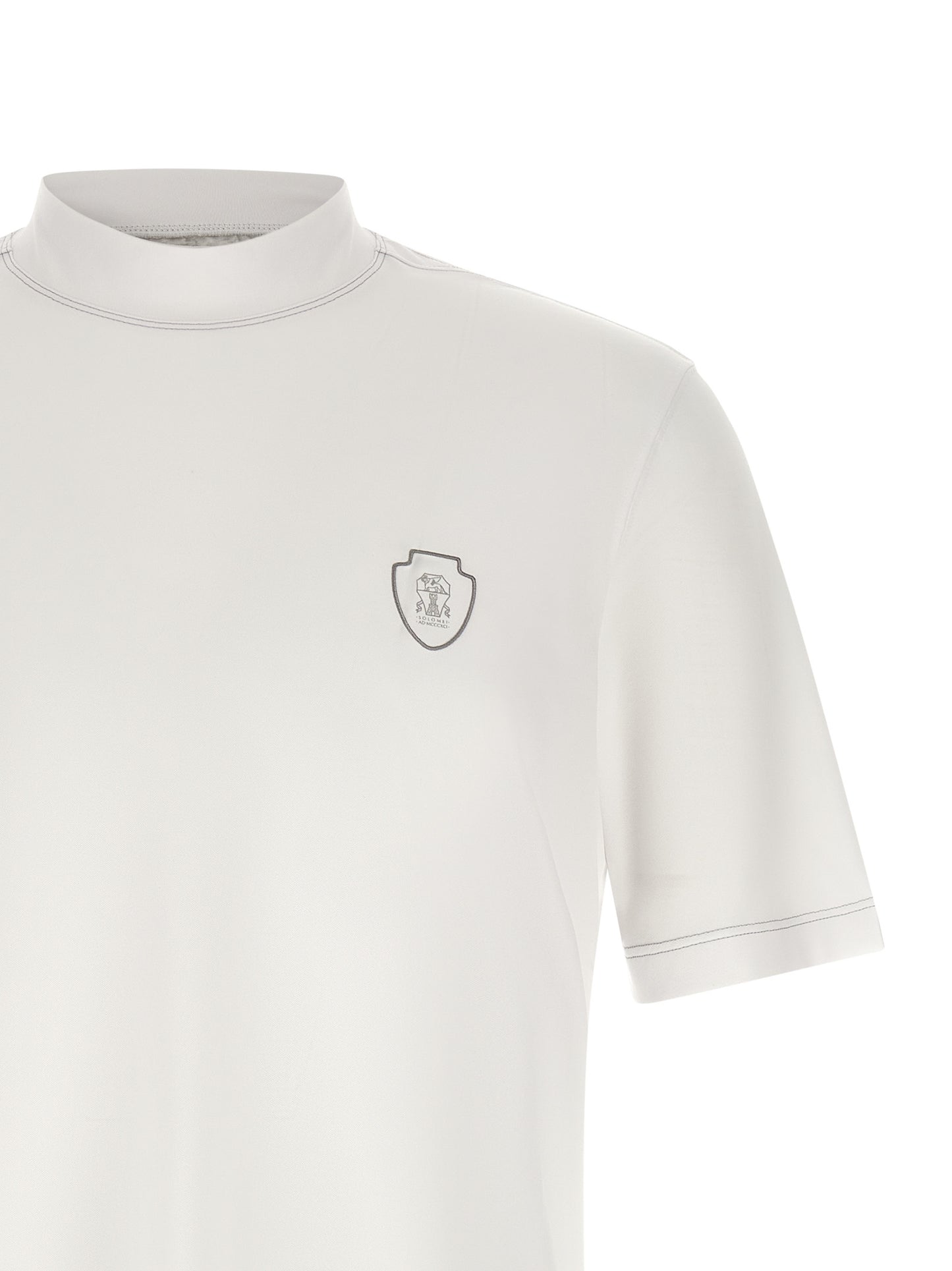 T-Shirt by Brunello Cucinelli for men in stretch polyamide polyester white features an edgy silhouette, meticulously detailed with a sophisticated and for a truly edgy finish.