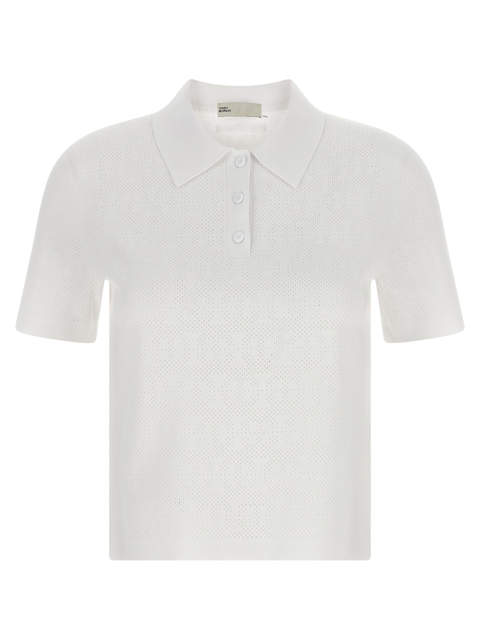 Polo Shirt by Tory Burch for women in viscose polyester & polyamide white showcases a enviable silhouette, featuring a refined and short-sleeve for a enviable finish.