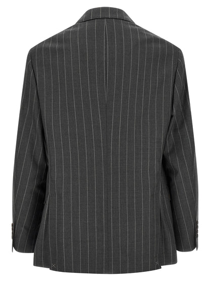 Blazer by Brunello Cucinelli for men in virgin wool gray & horn features an stylish silhouette, showcasing a sophisticated and stylish for a truly stylish finish.