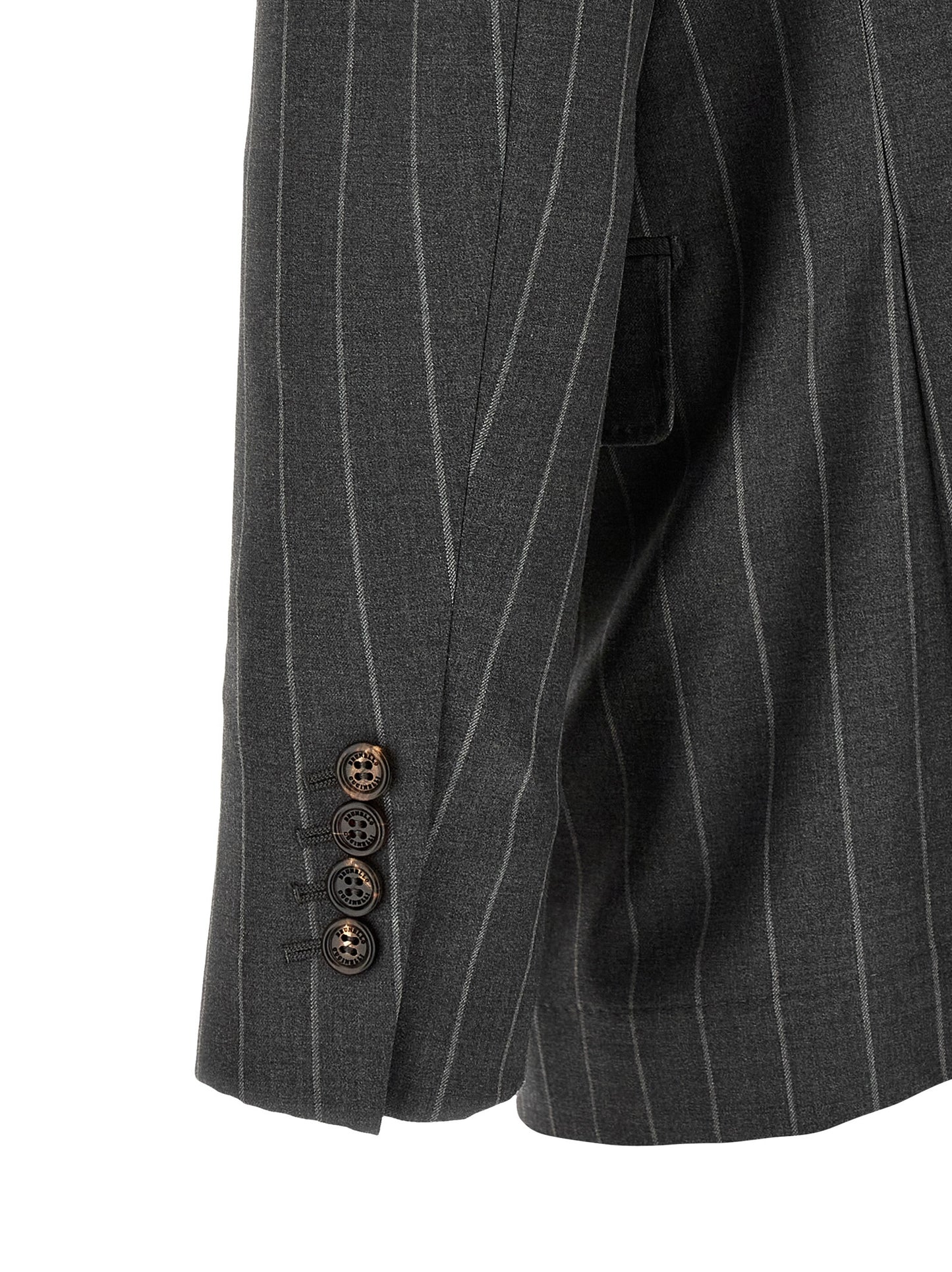 Blazer by Brunello Cucinelli for men in virgin wool gray & horn features an crisp silhouette with sophisticated and a crisp for a truly crisp finish.