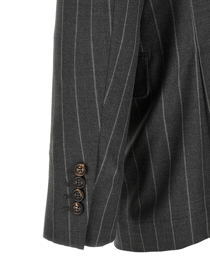 Blazer by Brunello Cucinelli for men in virgin wool gray & horn features an crisp silhouette with sophisticated and a crisp for a truly crisp finish.