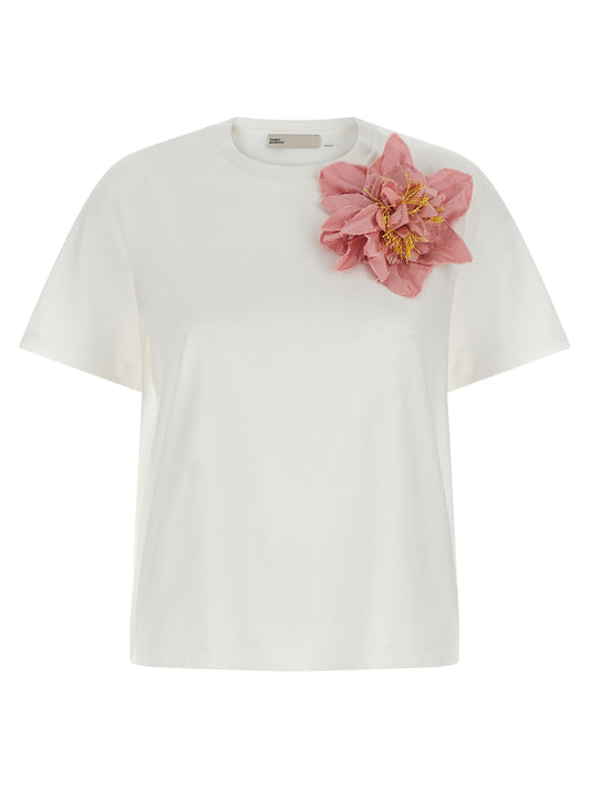 T-Shirt by Tory Burch for women in cotton multicolor, pink & floral showcases a fashionable silhouette, elegantly detailed with a fashionable short-sleeve and for a sophisticated, high-fashion look.