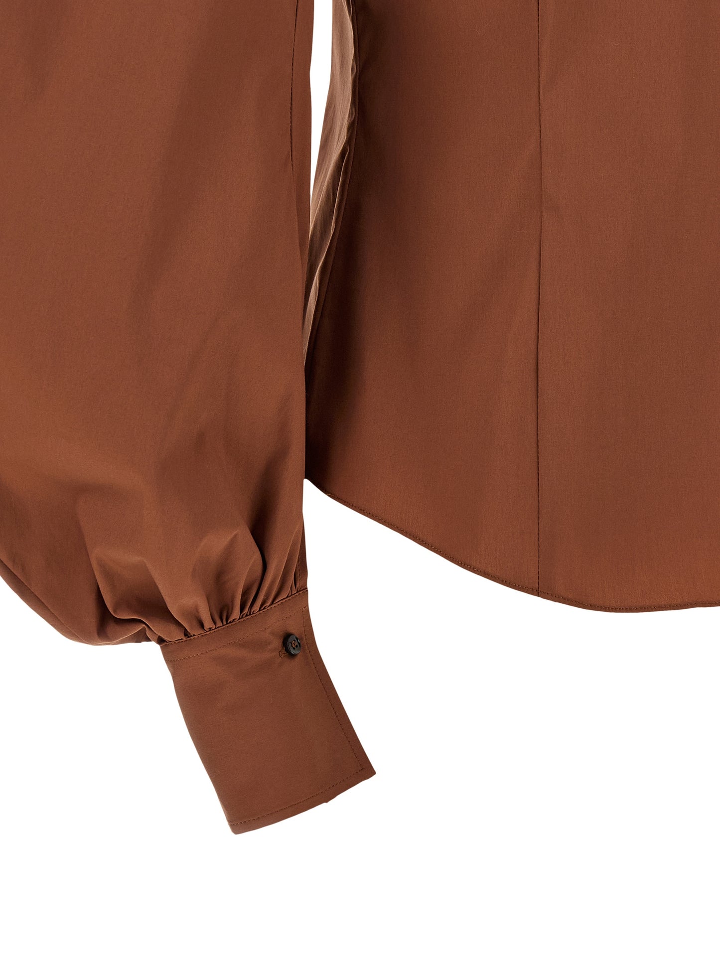 Blouse by Brunello Cucinelli for women in stretch polyamide cotton brown & pearl showcases a sleek silhouette, elegantly detailed with a sleek and for a sleek finish.
