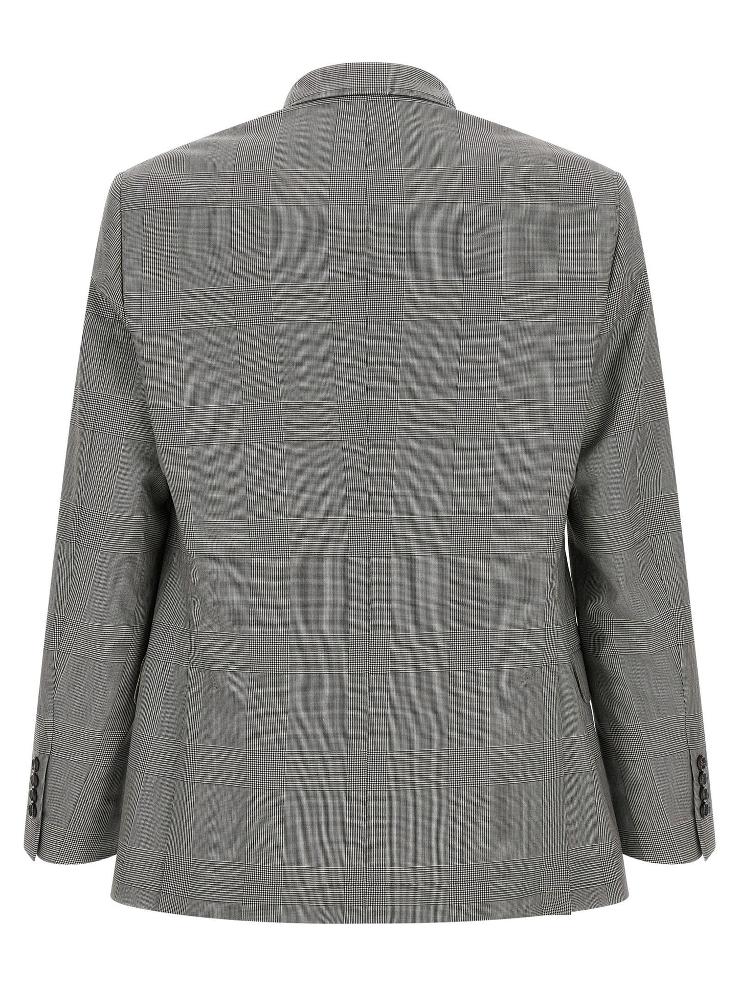 Blazer by Brunello Cucinelli for men in virgin wool & cupro gray & horn showcases a polished silhouette, highlighted by a refined split neckline and polished for a sophisticated finish.
