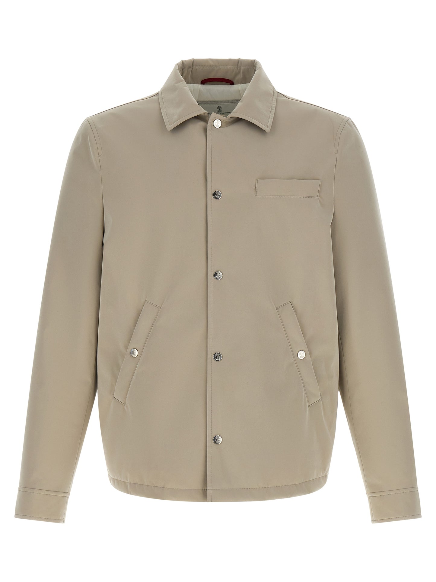 Overcoat by Brunello Cucinelli for men in polyester & nylon gray features a cosy chic silhouette, artfully detailed with a sophisticated and premium windproof & pockets for a cosy chic finish.