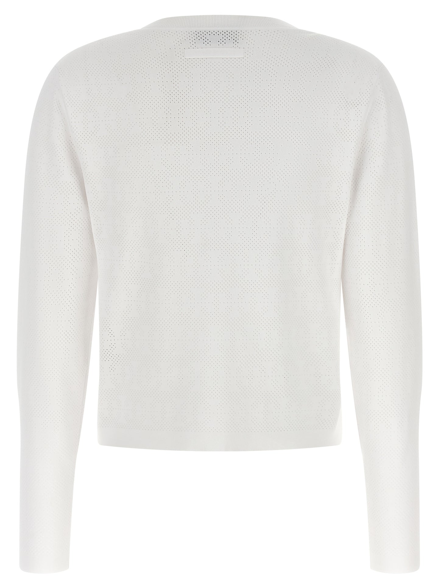 Cardigan by Tory Burch for women in viscose polyester & polyamide white features an crisp silhouette, showcasing a sophisticated crew neckline and detail for a truly crisp finish.