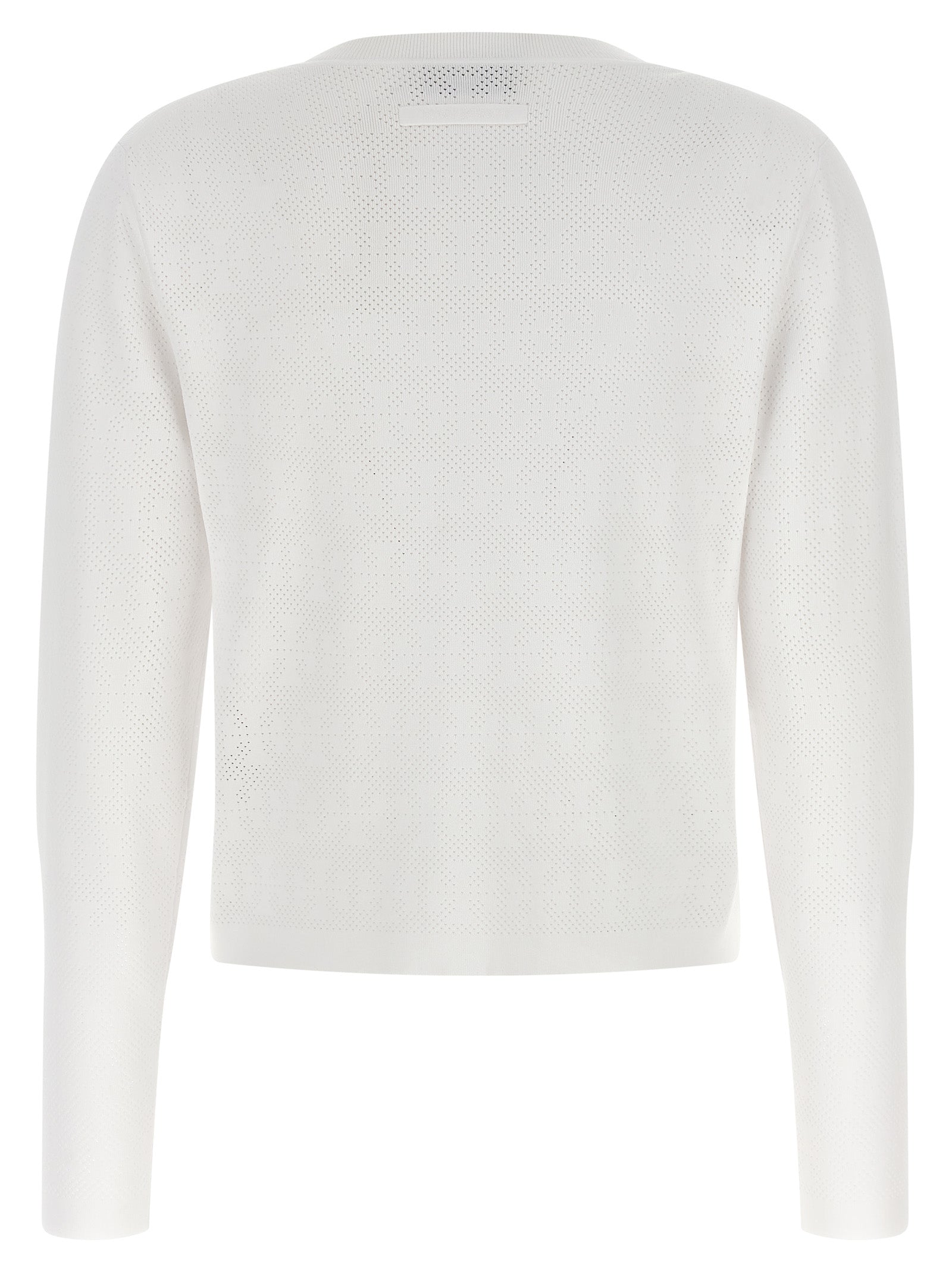 Cardigan by Tory Burch for women in viscose polyester & polyamide white features an crisp silhouette, showcasing a sophisticated crew neckline and detail for a truly crisp finish.