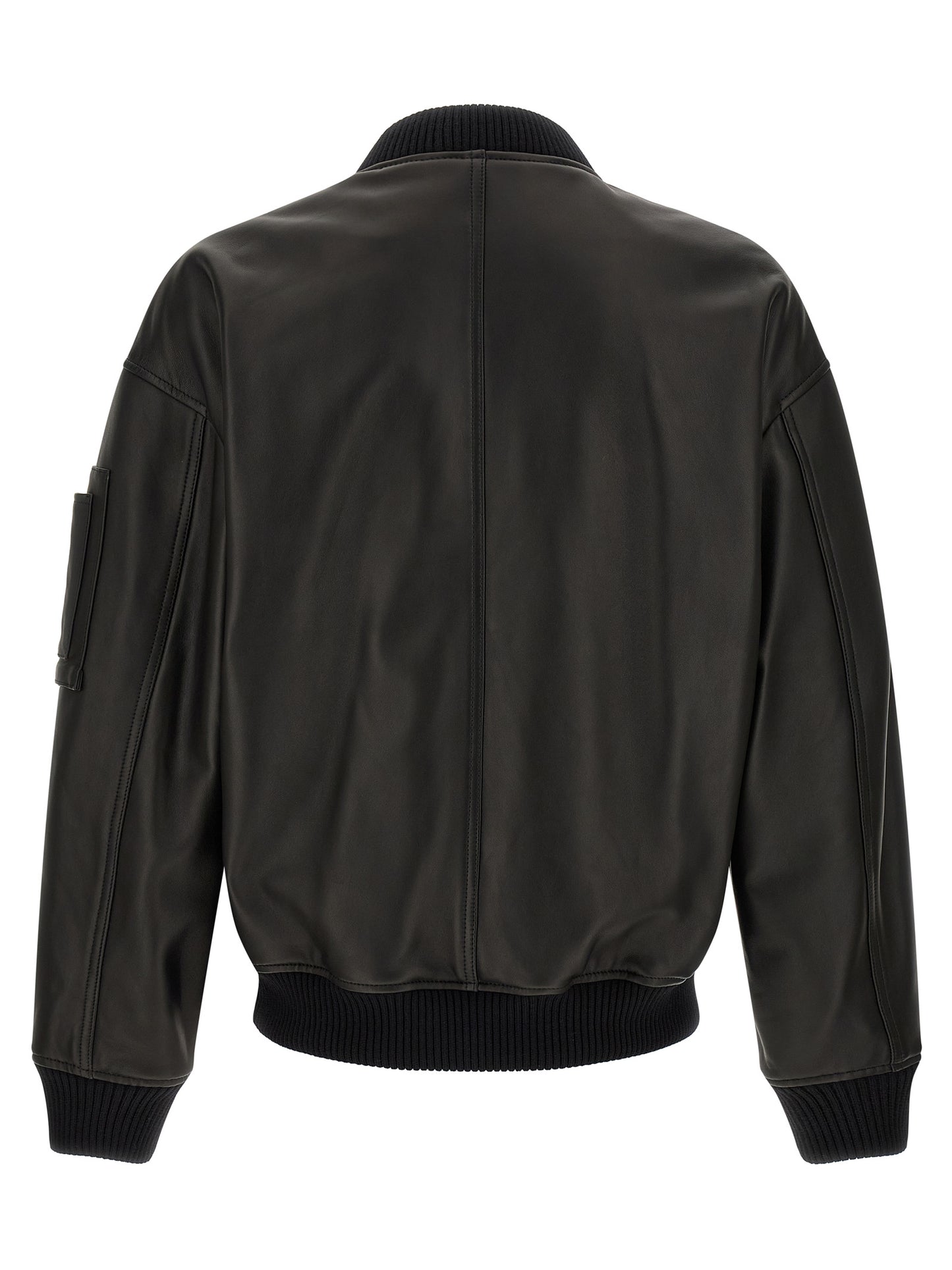 Bomber Jacket by Dsquared² for men in leather black features an contemporary silhouette, showcasing a sophisticated high-neck neckline and contemporary pockets & insulated for a truly refined look.