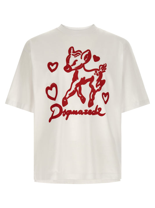 T-Shirt by Dsquared² for men in cotton multicolor, red & print features an edgy silhouette, meticulously detailed with a sophisticated short-sleeve and crew neckline for a truly edgy finish.