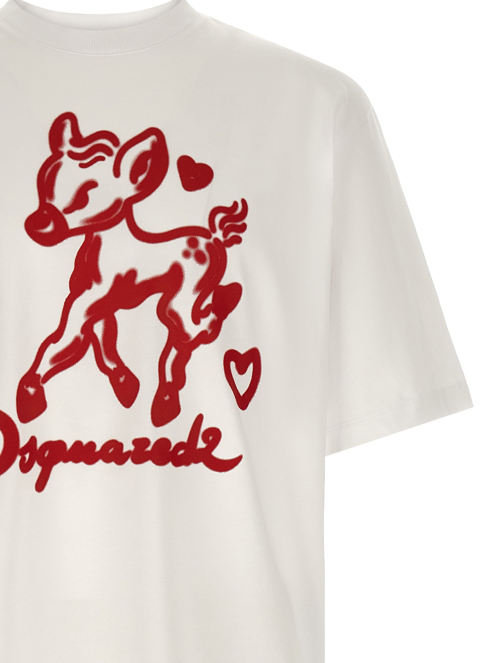 T-Shirt by Dsquared² for men in cotton multicolor, red & print features a plush silhouette, showcasing a sophisticated crew neckline and for a truly plush finish.