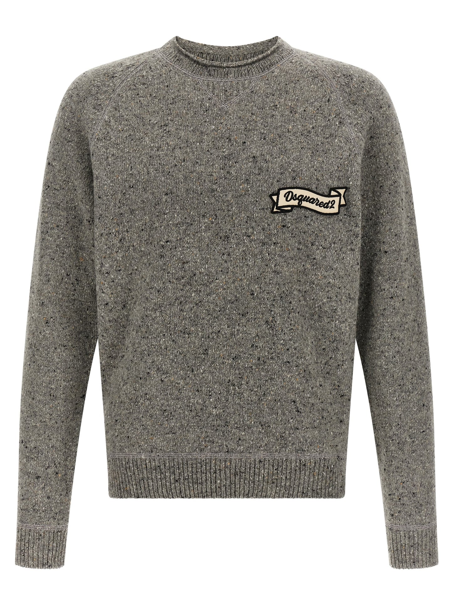 Cardigan by Dsquared² for men in polyamide wool gray presents a textural silhouette, artfully finished with a textural crew neckline and for a sophisticated, textural look.