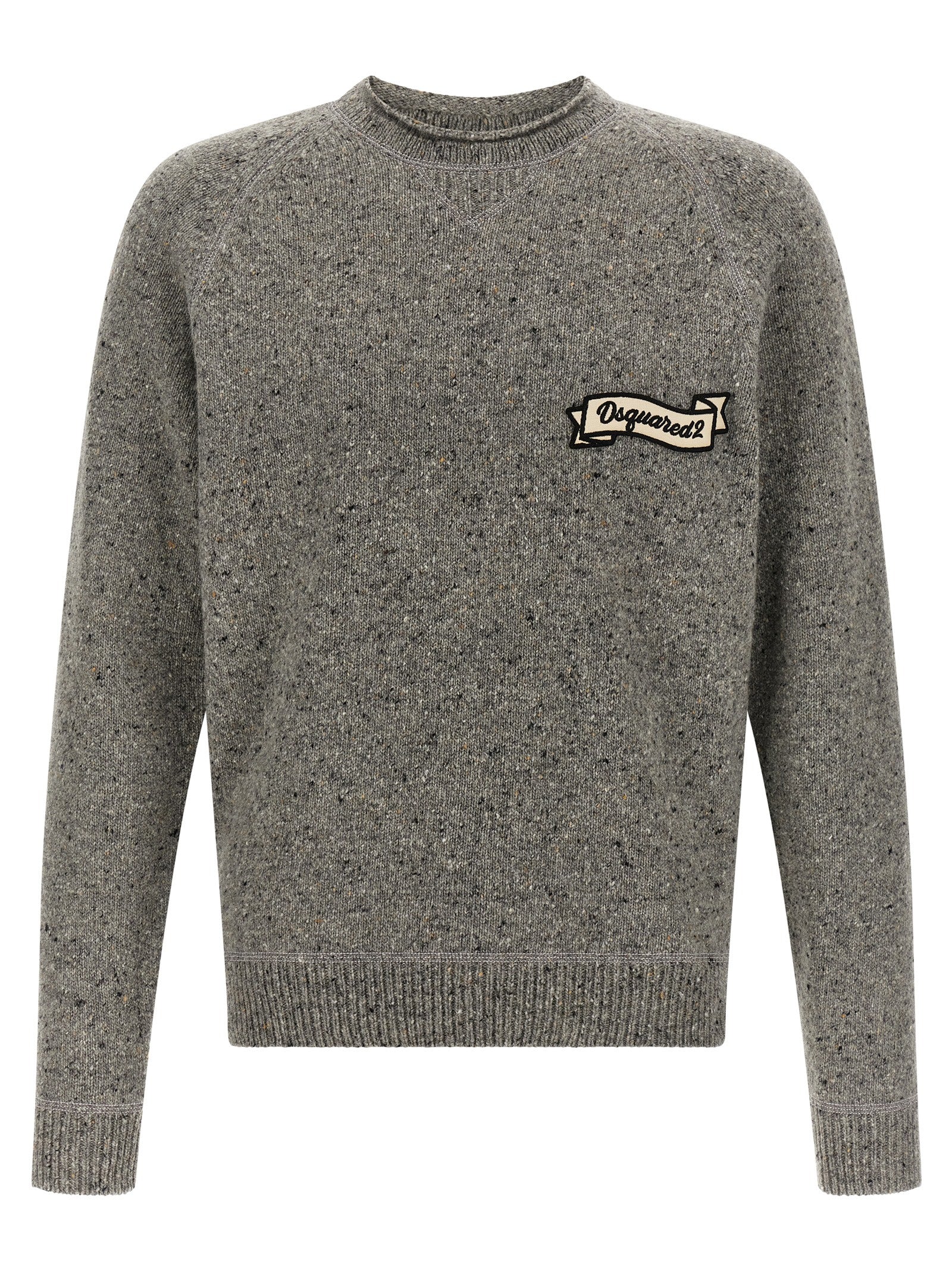 Cardigan by Dsquared² for men in polyamide wool gray presents a textural silhouette, artfully finished with a textural crew neckline and for a sophisticated, textural look.
