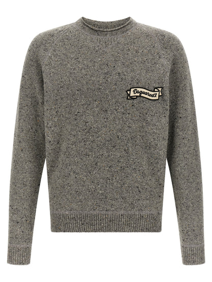 Cardigan by Dsquared² for men in polyamide wool gray presents a textural silhouette, artfully finished with a textural crew neckline and for a sophisticated, textural look.