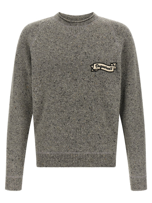 Cardigan by Dsquared² for men in polyamide wool gray presents a textural silhouette, artfully finished with a textural crew neckline and for a sophisticated, textural look.