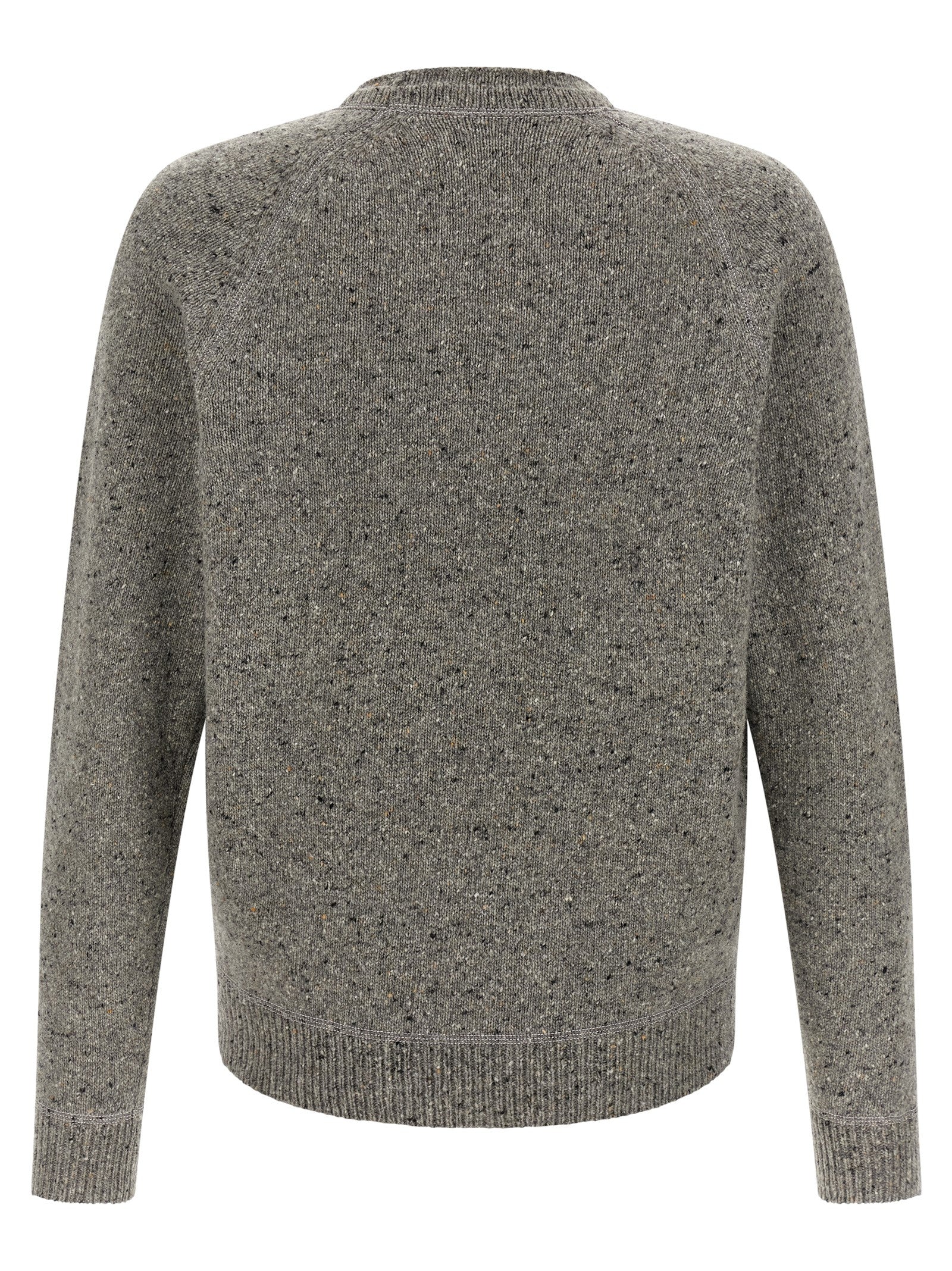 Cardigan by Dsquared² for men in polyamide wool gray features a dramatic silhouette, showcasing a sophisticated crew neckline and dramatic detail for a timeless, premium look.