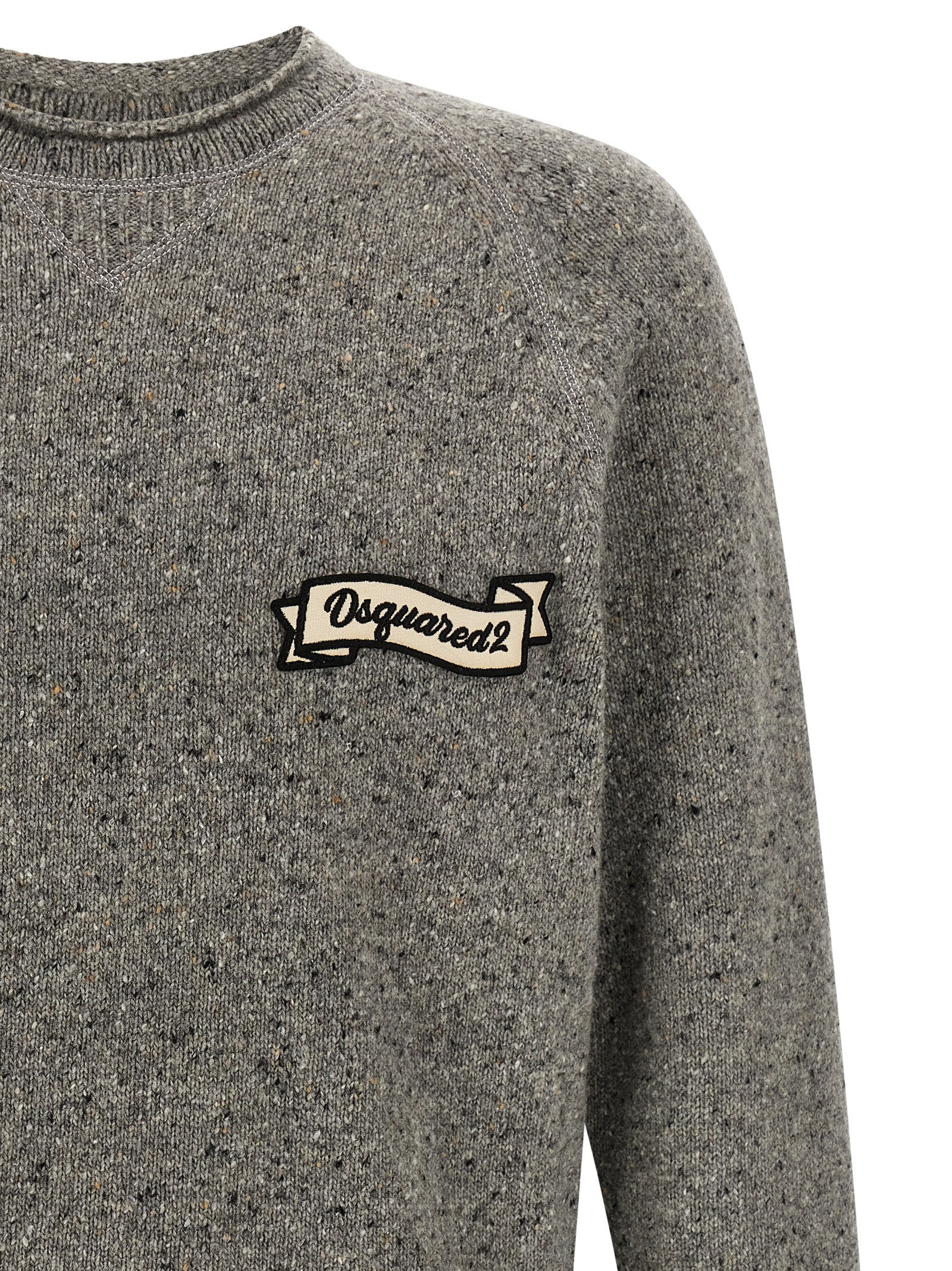 Cardigan by Dsquared² for men in polyamide wool gray features an impeccable silhouette, showcasing a sophisticated crew neckline and detail for a truly impeccable finish.