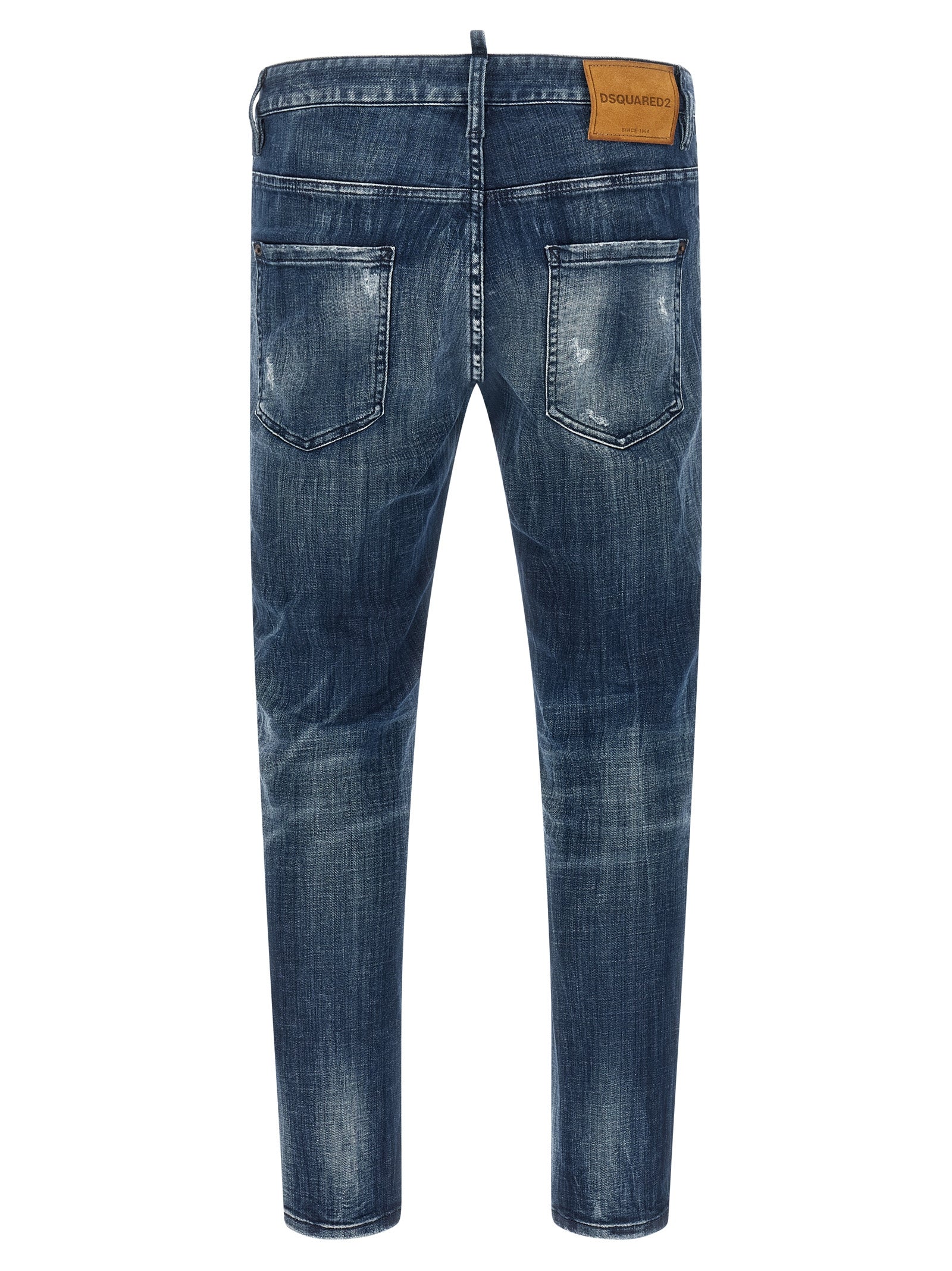Jeans by Dsquared² for men in stretch denim cotton blue & signature features a refined silhouette with a refined relaxed-fit, defined by a low rise and a refined long for a refined finish.