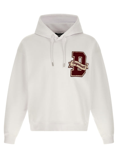 Sweatshirt Hoodie by Dsquared² for men in cotton white features a slouchy chic silhouette, detailed with a slouchy chic long-sleeve and a signature hooded neckline for an elevated aesthetic.