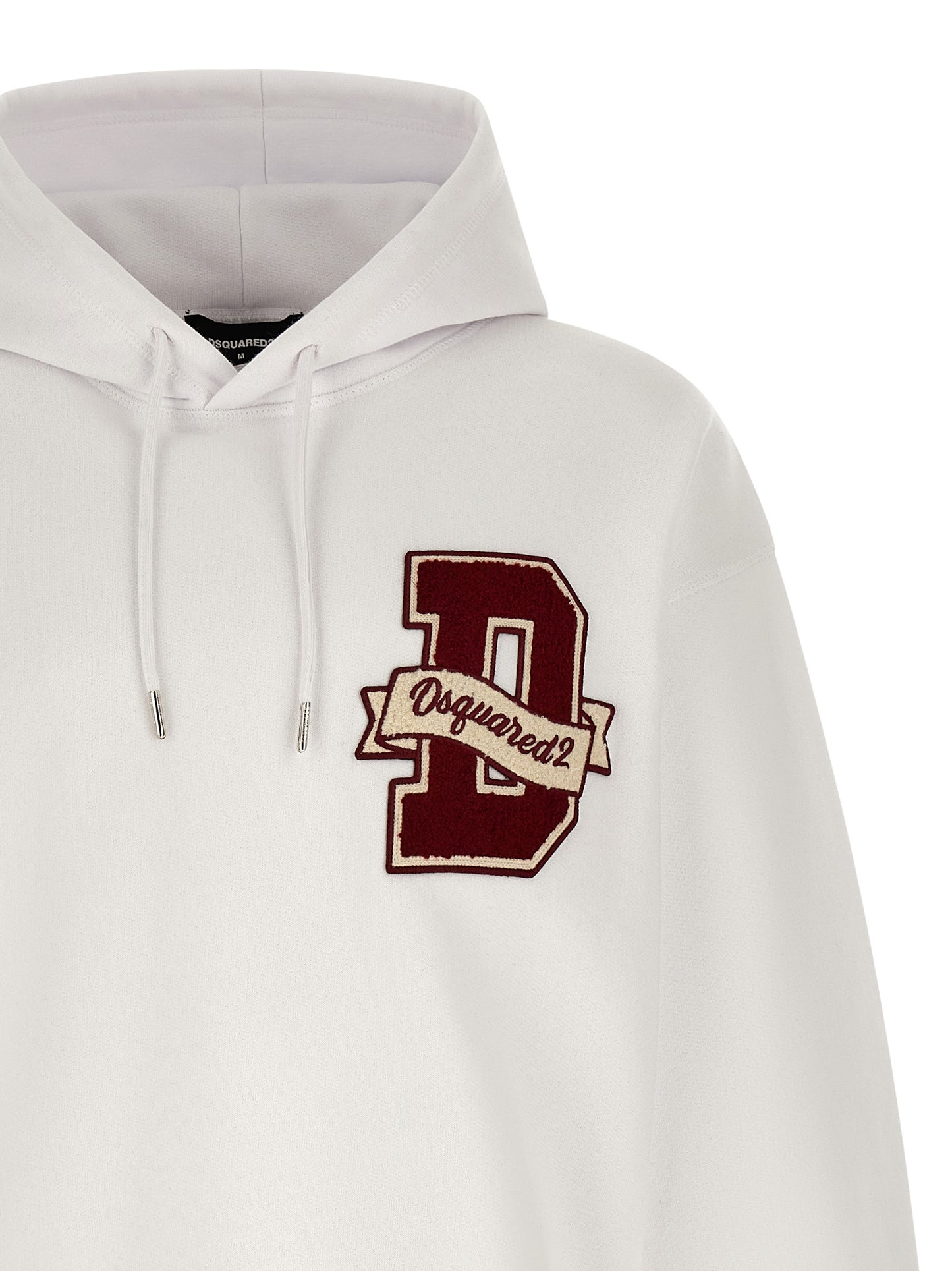 Sweatshirt Hoodie by Dsquared² for men in cotton white features an dramatic silhouette, showcasing a sophisticated hooded neckline and dramatic for a refined, modern aesthetic.